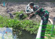 Satgas Citarum Sektor 12 Angkat Eceng Gondok di Perairan Jangari
