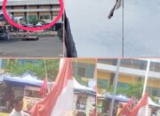 Miris Sang saka merah putih sebagai simbol negara, masih terpasang dalam keadaan kusam dan sobek.
