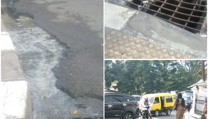 Drainase Samping Kantor Pos Cipanas Belum Ada Penangan Perbaikan, Hingga Keluarkan Bau Busuk Di Musim Panas