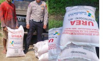 Dukung Ketahanan Pangan, Satlantas Polres Kuningan Berikan Bantuan Pupuk bagi Petani Desa Cibulan